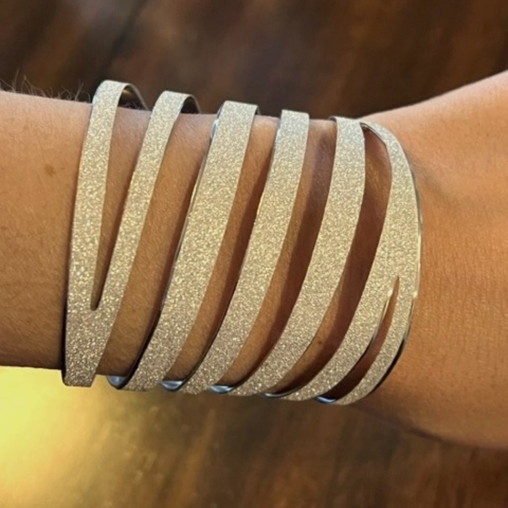 Silver glitter cuff bracelets